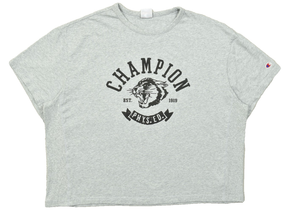 Champion Gray Graphic Tee XXL Phys Ed Tiger Logo Short Sleeve Mens T-Shirt